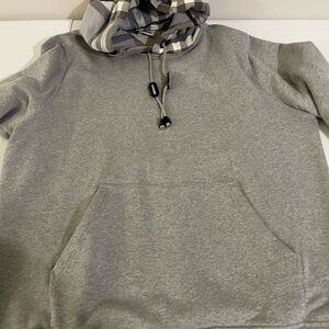 Burberry Gray Sweatshirt with Hood and Drawstrings